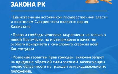 Қазақстан Республикасы Негізгі Заңы жобасының басты жаңалықтары